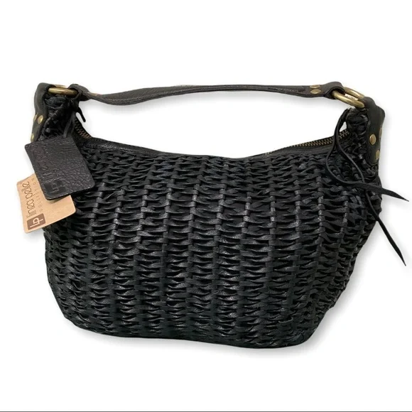 Linea Pelle Woven Leather Black Bag BNWT!! - Picture 1 of 16